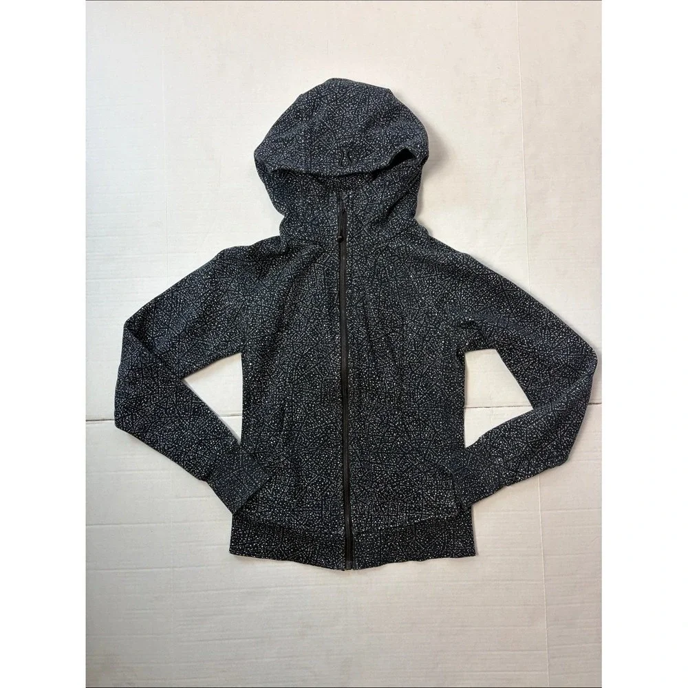 Lululemon Scuba Hoodie 4 Night View White Black Cotton Fleece Full Zip